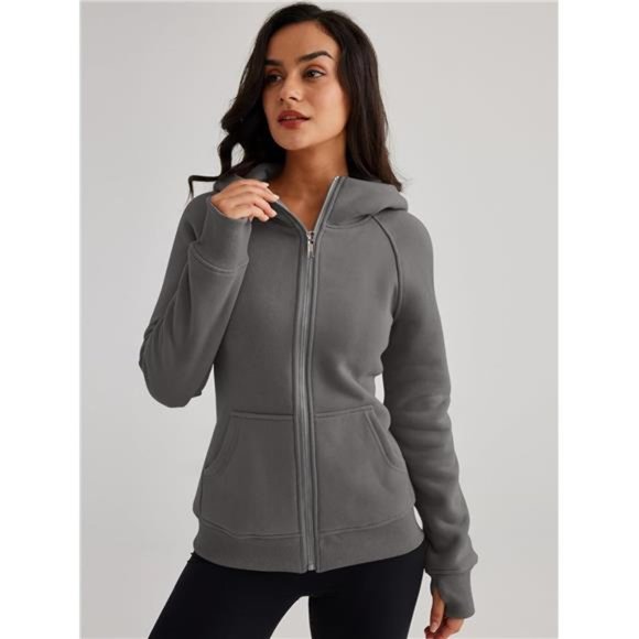 Queen Womens Zip Up Hoodies Fleece Jackets Sweats Fall Outfits Sweaters‎ Pockets - Picture 5 of 7